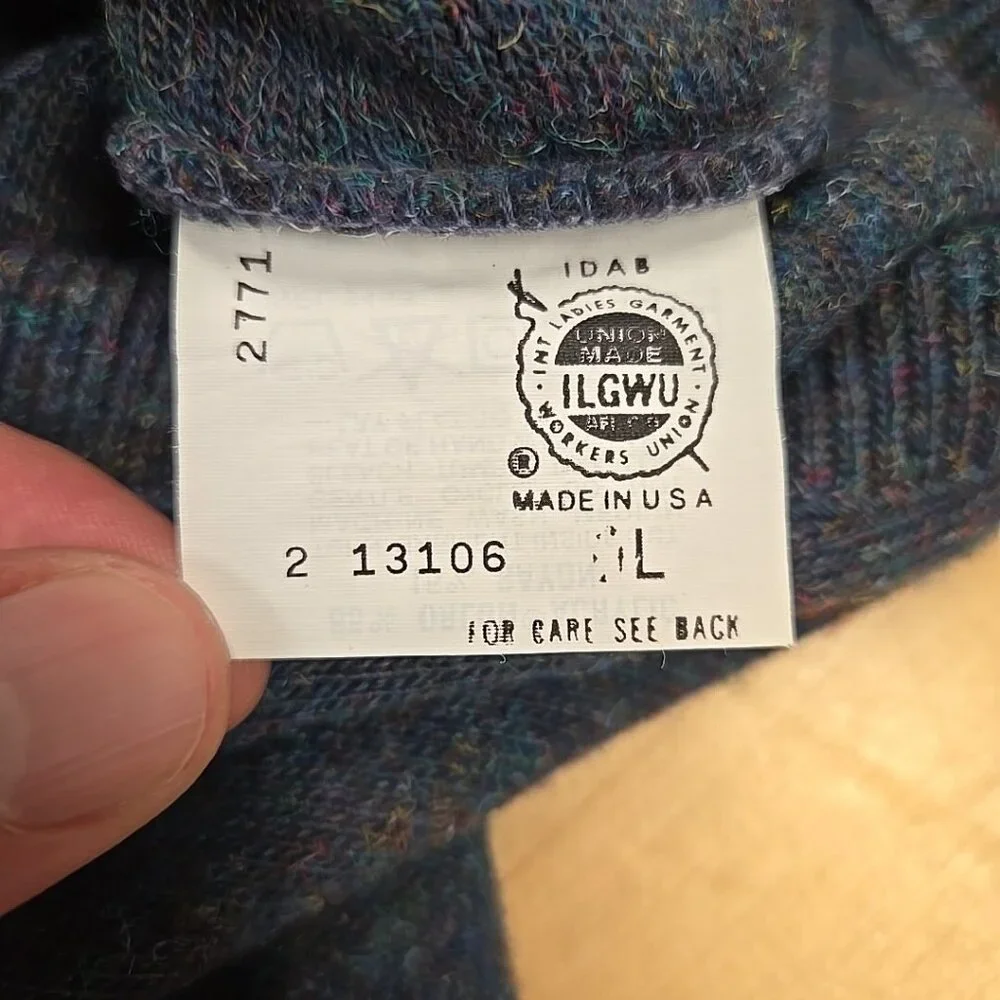 Vintage Robert Bruce Sweater Vest Large Blue V-Neck Pullover Union Made in USA